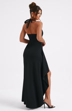 VESTIDO LONGO COM DECOTE EM V E FENDA LATERAL - JAMILE
