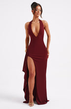 VESTIDO LONGO COM DECOTE EM V E FENDA LATERAL - JAMILE
