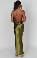 VESTIDO LONGO COM ALÇAS E FENDA LATERAL - FERNANDA