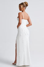 VESTIDO LONGO COM ALÇAS E FENDA LATERAL - FELINE