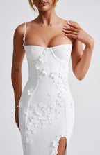 VESTIDO LONGO COM ALÇAS E FENDA LATERAL - FELINE
