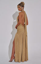 VESTIDO LONGO COM DECOTE EM V E FENDA LATERAL - MIRANDA
