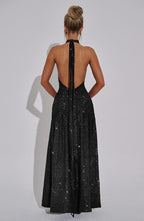 VESTIDO LONGO COM DECOTE EM V E FENDA LATERAL - MIRANDA