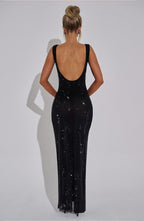 VESTIDO LONGO VAZADO COM BRILHO - DIVINE