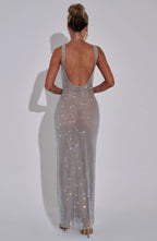 VESTIDO LONGO VAZADO COM BRILHO - DIVINE