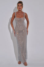 VESTIDO LONGO VAZADO COM BRILHO - DIVINE