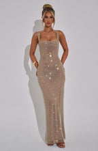 VESTIDO LONGO VAZADO COM BRILHO - DIVINE