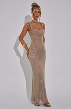VESTIDO LONGO VAZADO COM BRILHO - DIVINE