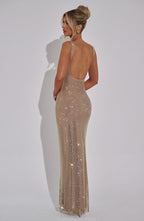 VESTIDO LONGO VAZADO COM BRILHO - DIVINE
