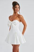VESTIDO MINI DRAPEADO COM LAÇO FRONTAL - VIENA