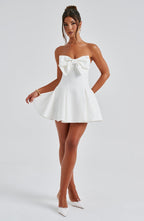 VESTIDO MINI DRAPEADO COM LAÇO FRONTAL - VIENA