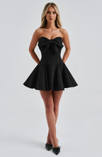 VESTIDO MINI DRAPEADO COM LAÇO FRONTAL - VIENA