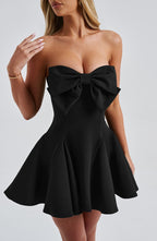 VESTIDO MINI DRAPEADO COM LAÇO FRONTAL - VIENA