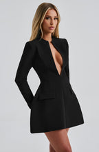 VESTIDO MINI COM DECOTE EM V E MANGA LONGA - UNNA