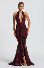 VESTIDO LONGO EM TULE COM ALÇAS E DECOTE EM V - SCARLET