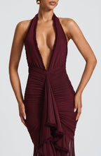 VESTIDO LONGO EM TULE COM ALÇAS E DECOTE EM V - SCARLET
