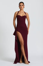 VESTIDO LONGO COM ALÇAS E FENDA LATERAL - MAISA
