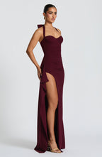 VESTIDO LONGO COM ALÇAS E FENDA LATERAL - MAISA