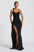 VESTIDO LONGO COM ALÇAS E FENDA LATERAL - MAISA