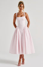 VESTIDO MIDI BUSTIER COM AMARRAÇÃO NAS COSTAS - FIONA