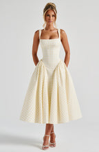 VESTIDO MIDI BUSTIER COM AMARRAÇÃO NAS COSTAS - FIONA