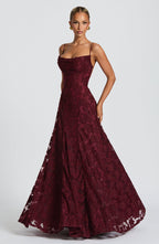 VESTIDO LONGO EM RENDA COM AMARRAÇÃO NAS COSTAS - ROSE