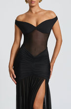 VESTIDO LONGO EM TULE COM FENDA LATERAL - DIONNE