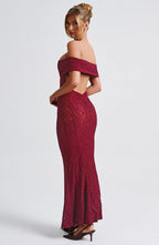 VESTIDO LONGO EM RENDA COM DECOTE OMBRO A OMBRO - CLOE