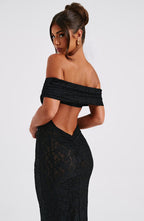 VESTIDO LONGO EM RENDA COM DECOTE OMBRO A OMBRO - CLOE