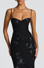 VESTIDO LONGO BUSTIER COM AMARRAÇÃO NAS COSTAS - CELESTE