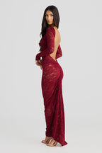 VESTIDO LONGO EM RENDA COM MANGAS - MENCIA