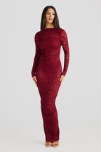 VESTIDO LONGO EM RENDA COM MANGAS - MENCIA