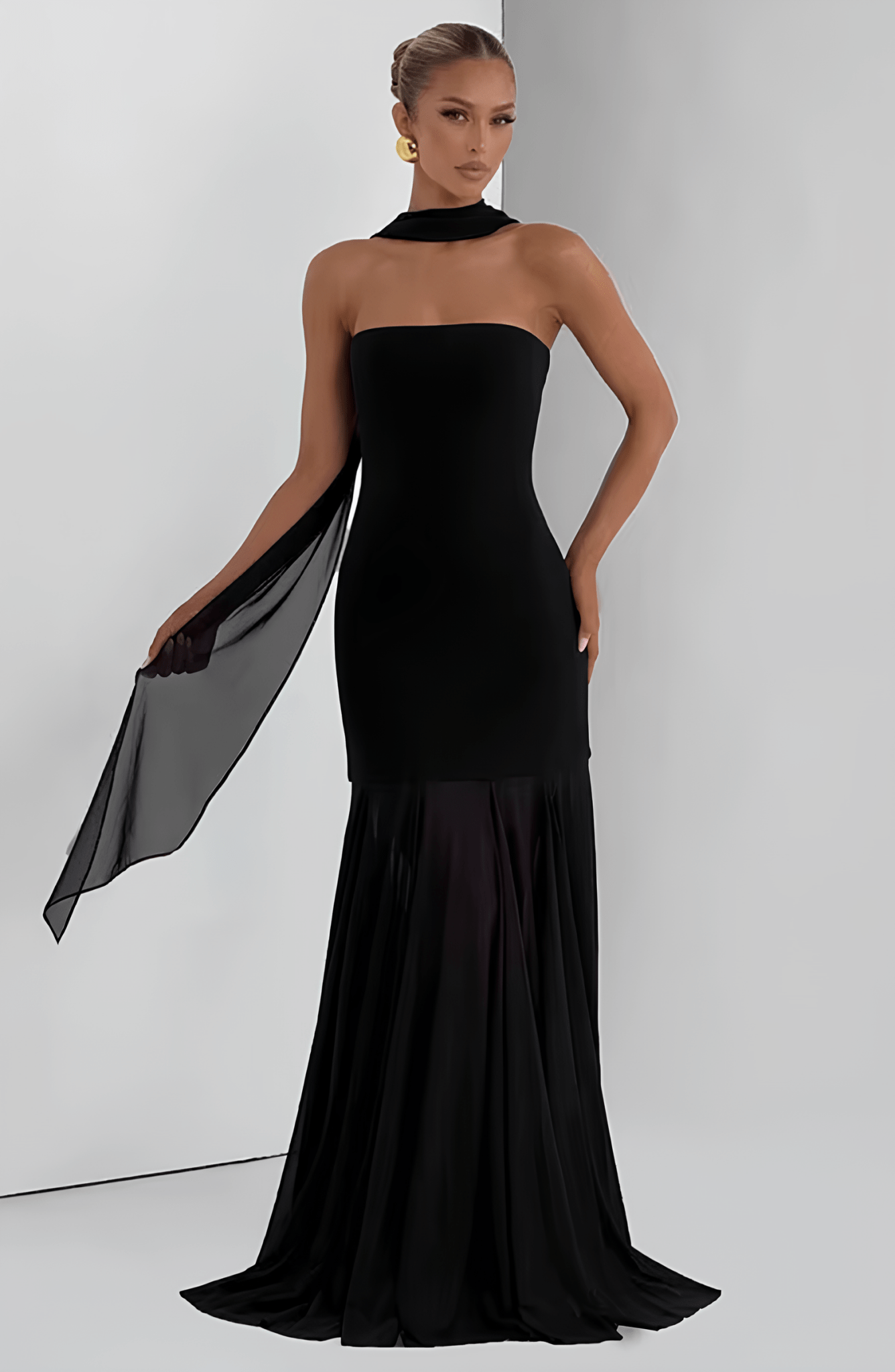 VESTIDO LONGO EM TULE COM DECOTE RETO - MELISSA - Use Viviena