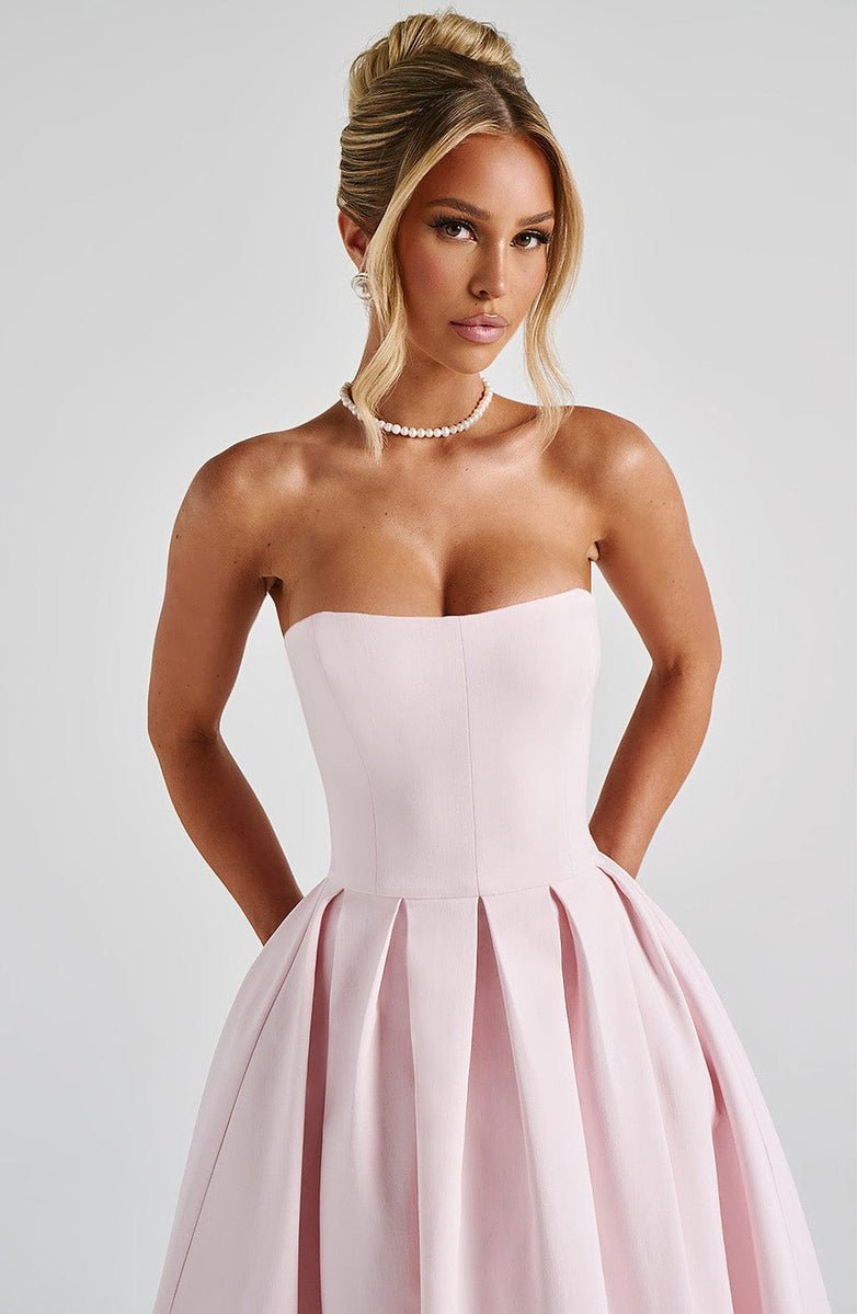 VESTIDO MIDI BUSTIER PLISSADO - SOFIA - Use Viviena